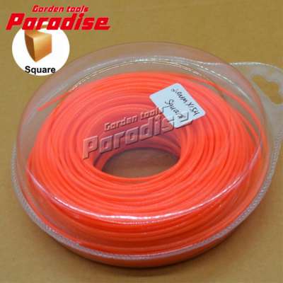 Brush Cutter Nylon Line 2.0*15m Square Trimmer Line Spool PA Orange Color Blister Card Packing